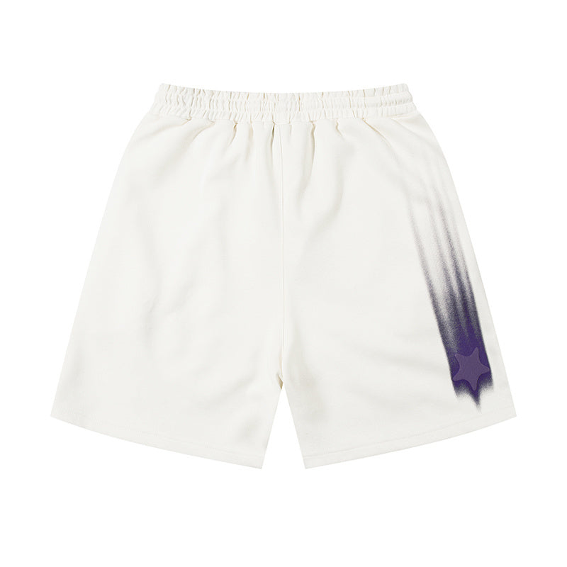 Star Graphic Print Short Pants Paneled Summer Elastic Waist Loose Sports Style Comfort Casual Streetwear Drawstring