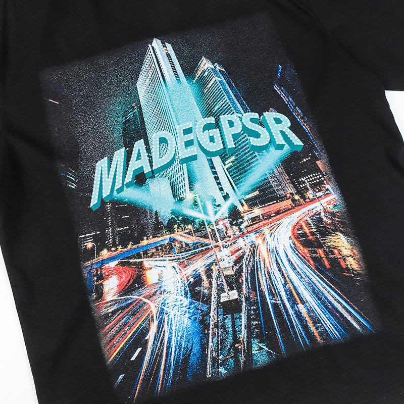 City View Print Streetwear T Shirts Oversize Loose Short Sleeve Tee Summer Harajuku Cotton Round Neck