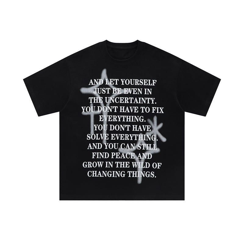 Streetwear T Shirt Letter Print Oversize Fashion Pure Cotton Loose Summer Casual Tees Top Short Sleeve