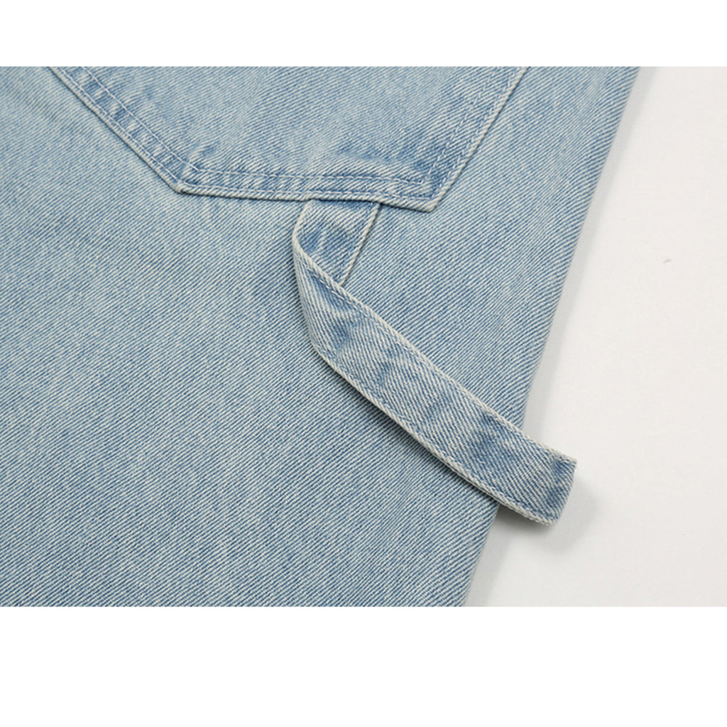 Men's And Women's Urban Simple Straight-Leg Pants With Decorative Tape High Street Washed Jeans For Men And Women Multi-Size