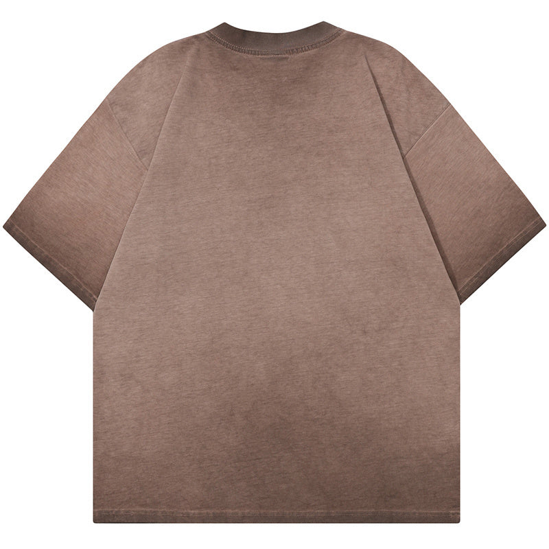 Retro Letter Print T Shirt Oversize Tees Fashion Casual Streetwear Pure Cotton Top Short Sleeve Loose Summer