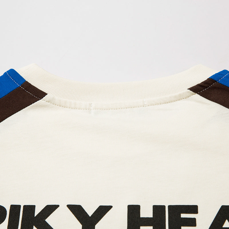 Raglan Sleeve Color Contrast Streetwear T Shirts Sports Style Casual Round Neck Tee Loose Short Sleeve Trendy Summer