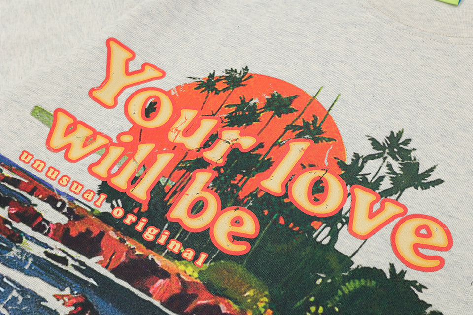 Beautiful Scenery Print T Shirt Loose Summer Streetwear Fashion Casual Top Short Sleeve Pure Cotton