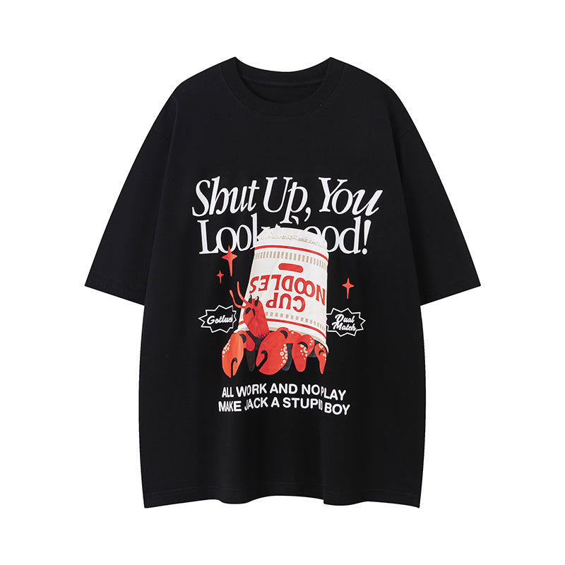 Streetwear Crab Pattern T Shirts Fashion Tee O Neck Oversize Summer Cotton High Quality Short Sleeve Casual