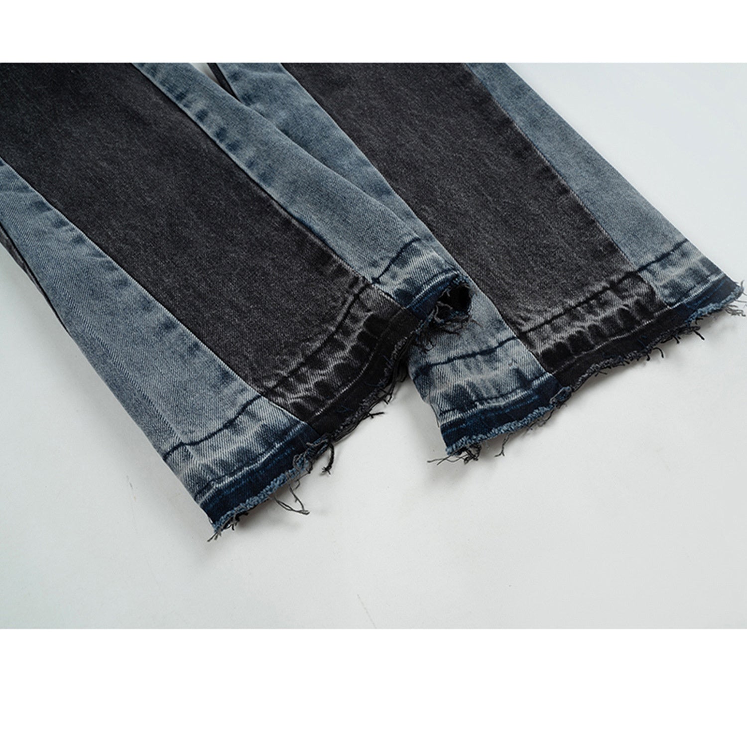 Men's Wear Women's Autumn And Winter Street Cat-beard Pants Remodeled Wide-legged Pants Men's And Women's Contrast Color Stitching Jeans