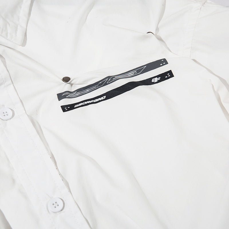 Polo Pure Color Paneled Streetwear Short Sleeve Summer Casual Fashion Lapel Zipper Letter Print Black White