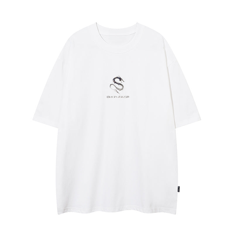 T Shirt Dragon Graphic Print Streetwear Loose Fashion Summer Hip Hop Top Short Sleeve Vintage Simple Design