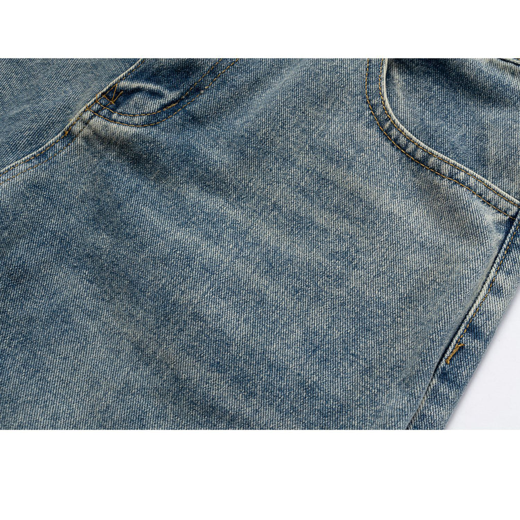 Men's Wear Women's Autumn And Winter Heavy Wash Old Button Wide Leg Pants Men's And Women's Straight Jeans