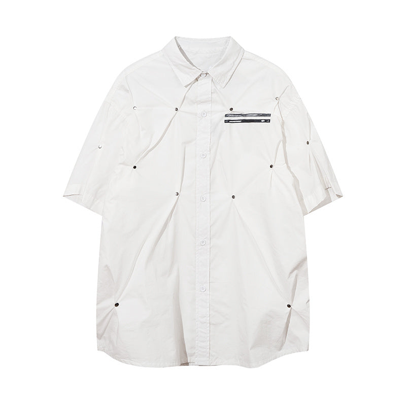 Polo Pure Color Paneled Streetwear Short Sleeve Summer Casual Fashion Lapel Zipper Letter Print Black White