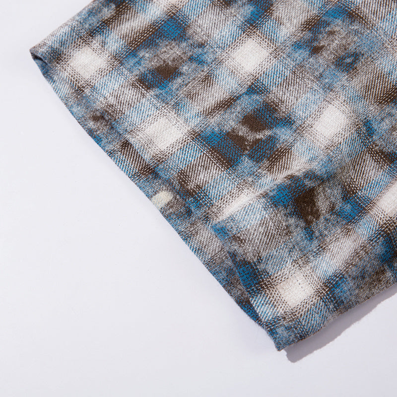 Plaid Shirts Short Sleeve Oversize Button Up Tops Korean Style Casual Summer Outwear Comfortable