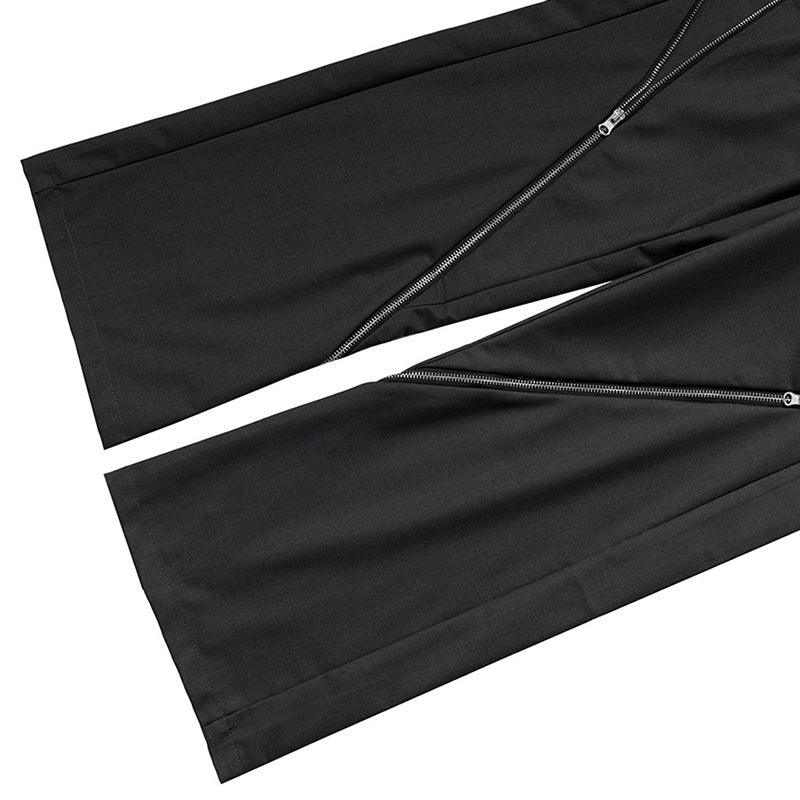 Men's And Women's Spiral Zipper Design Trousers Unisex High Street Black And Grey Two-color Straight Casual Trousers