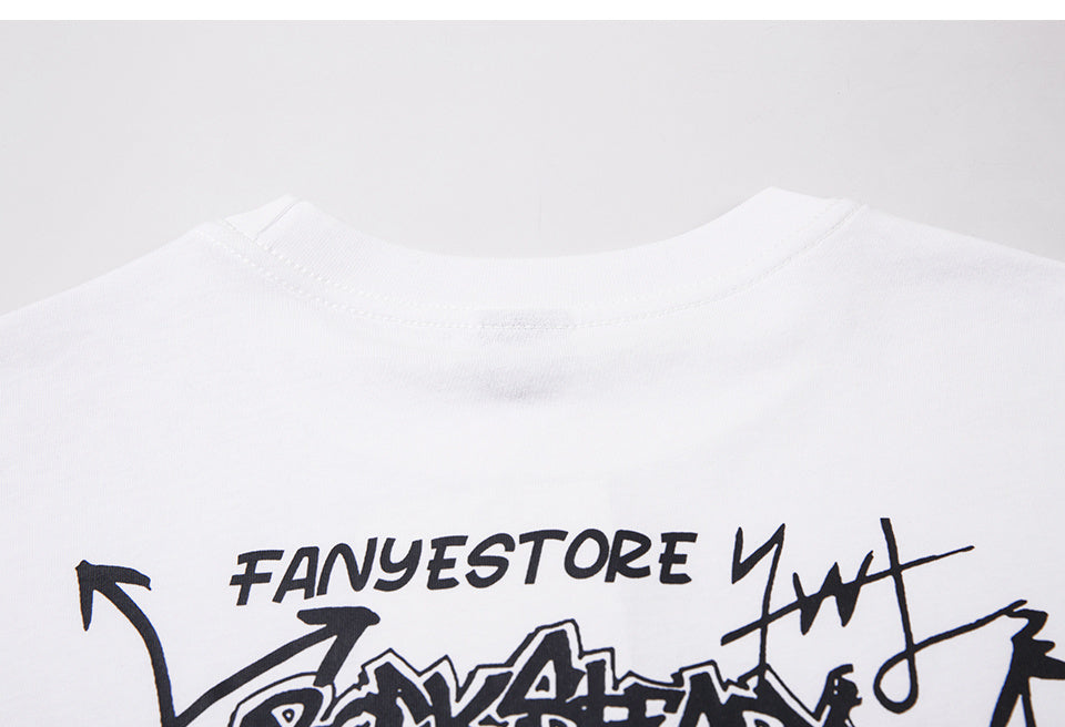 Cartoon Pattern Cotton Crew Neck Fashion Streetwear Tee Casual Oversize High Quality Simple Short Sleeve Summer