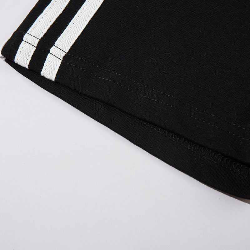 Side Stripe Streetwear T Shirt Letter Print Loose Fashion Summer Casual Tees Sports Style Top Short Sleeve Hip Hop