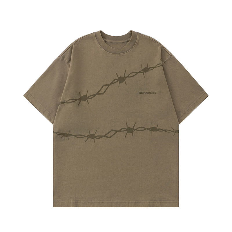 T Shirts Vintage Loose Streetwear Short Sleeve Cotton Tee Casual Round Neck Summer Solid Color Washed