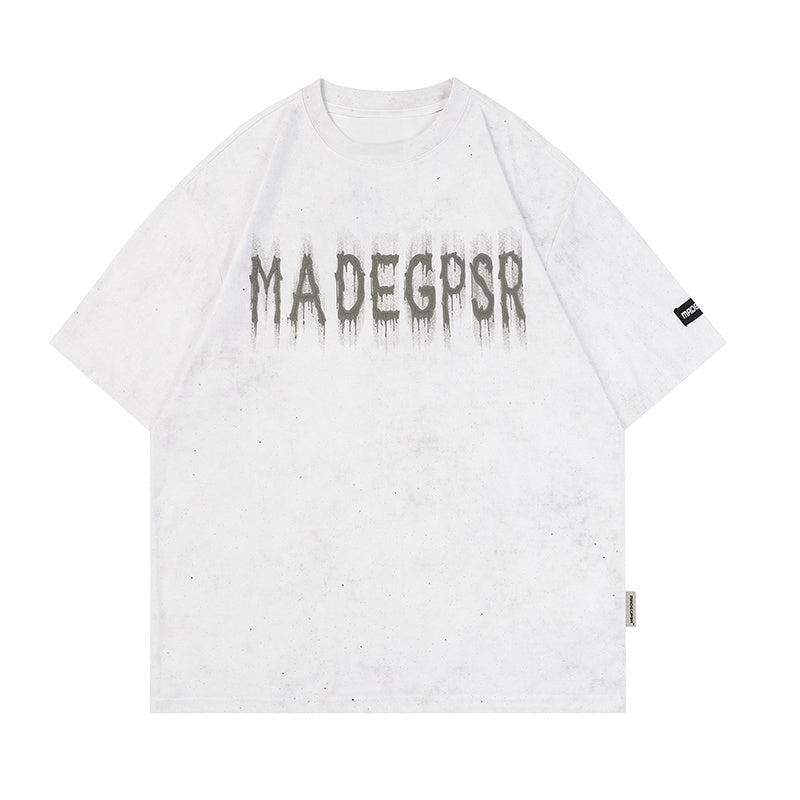 Streetwear T Shirts Letter Print Casual Oversize Loose Short Sleeve Cotton Round Neck Tee Summer Harajuku