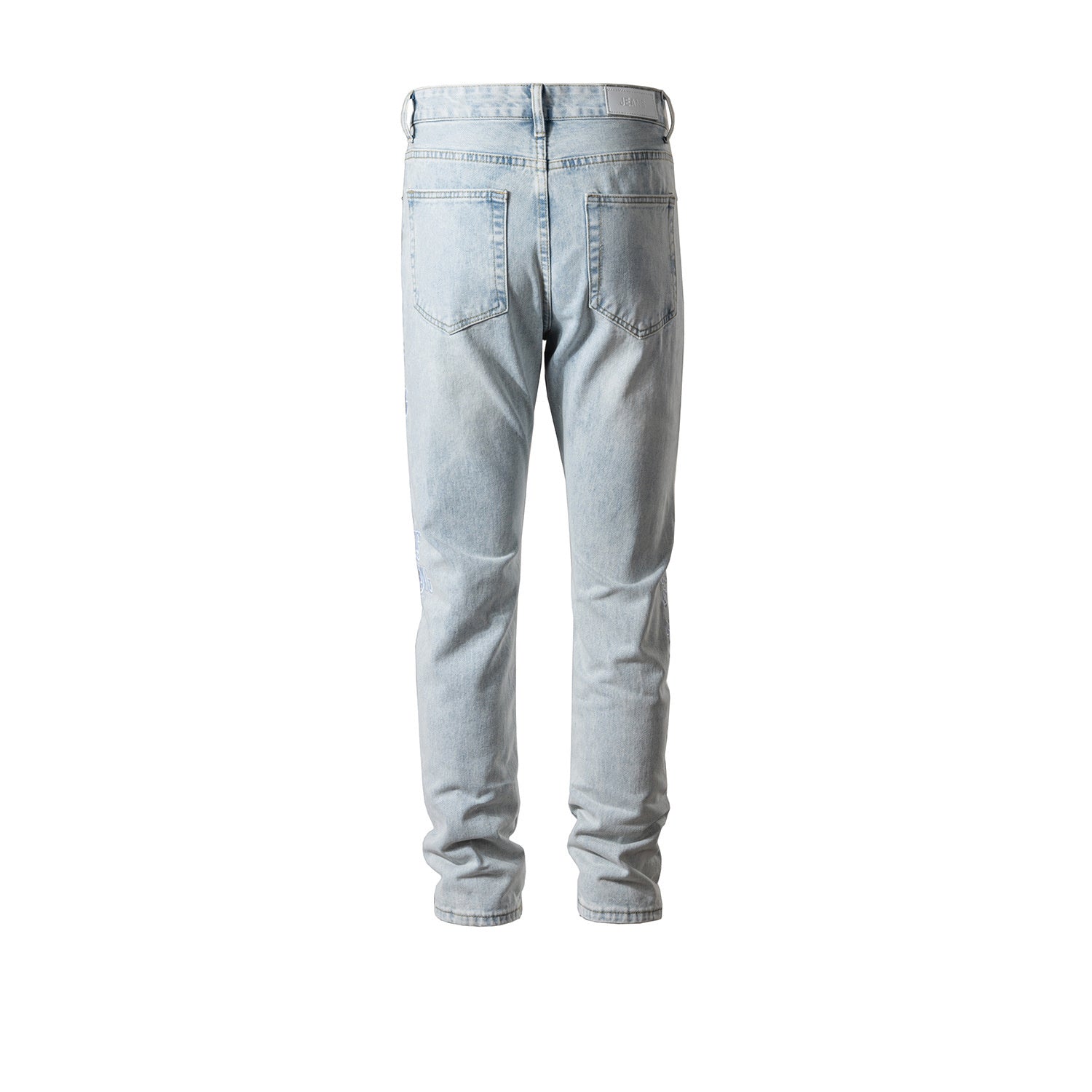 Men's Wear Women's Autumn And Winter Urban English Embroidery Wash-made Old Pants Men's And Women's Unisex Slim-fit Jeans Trendy