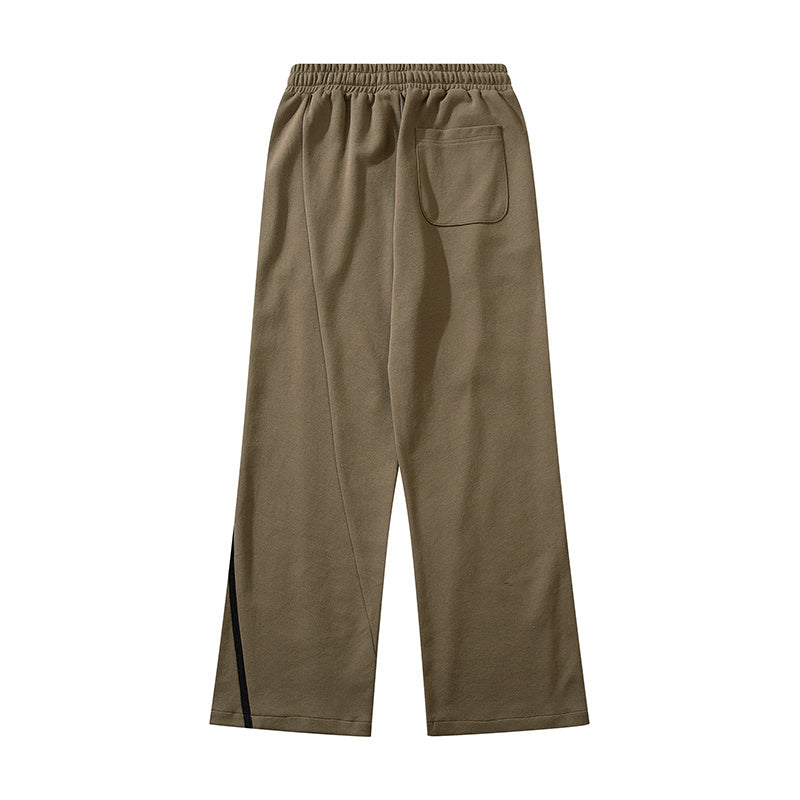 Cross Print Pants Contrast Paneled Drawstring Elastic Waist Loose Wide Leg Trousers Front Pocket Comfortable Fall