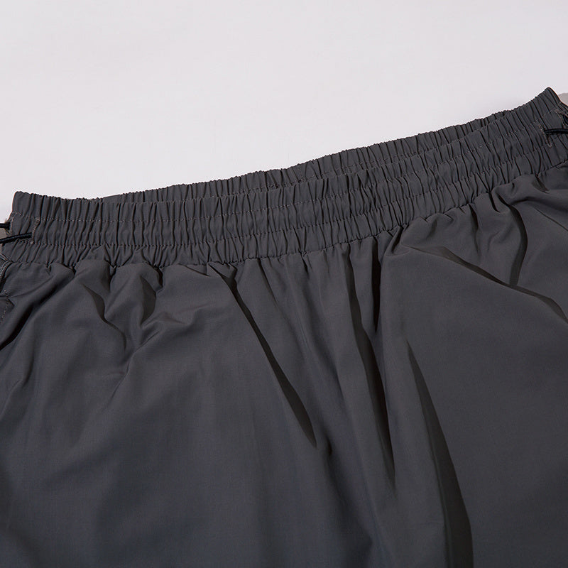 Color Contrast Pants Paneled Elastic Waist Loose Wide Leg Trousers Front Pocket Comfortable Fall Sports Style