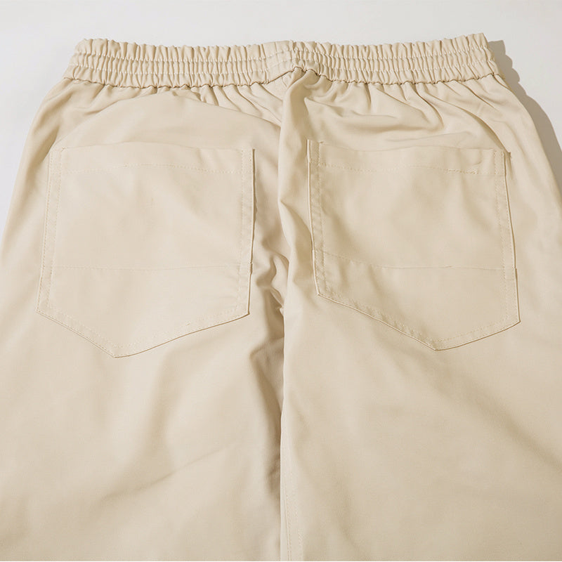 Cargo Pants Paneled Drawstring Elastic Waist Loose Wide Leg Trousers Comfortable Autumn Zipper Pocket