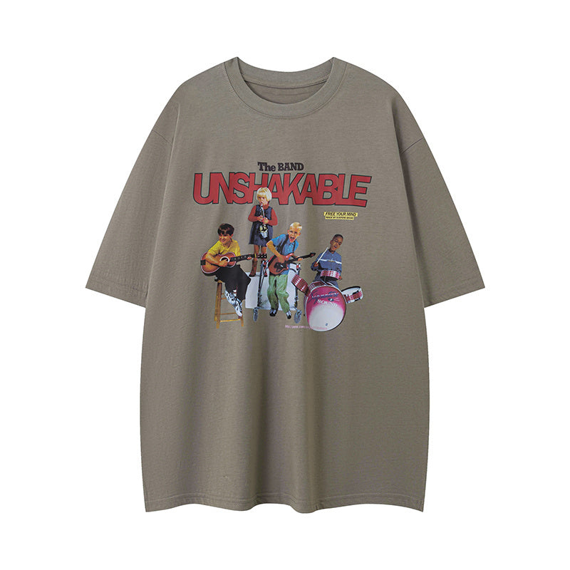Streetwear Band Pattern T Shirts Fashion Crew Neck Oversize Summer Cotton Short Sleeve High Quality Casual