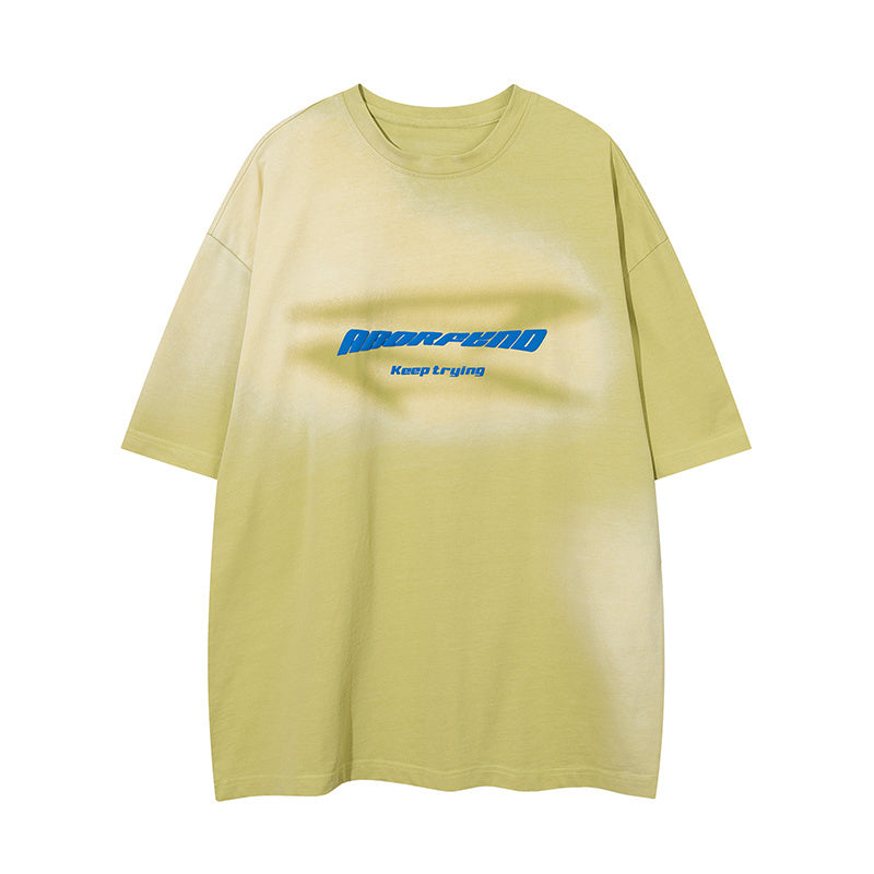 Streetwear Distressed T Shirt Short Sleeve Round Neck Summer Cotton Loose Casual Trendy Tee Simple