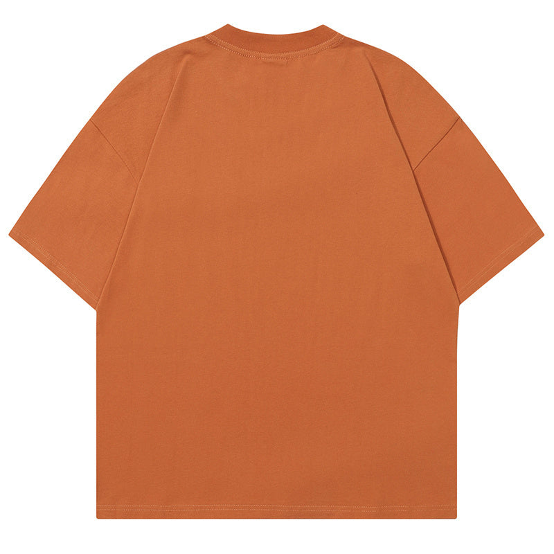 T Shirt Loose Summer Streetwear Fashion Casual Top Short Sleeve Solid Color Whole Letter Print Pure Cotton