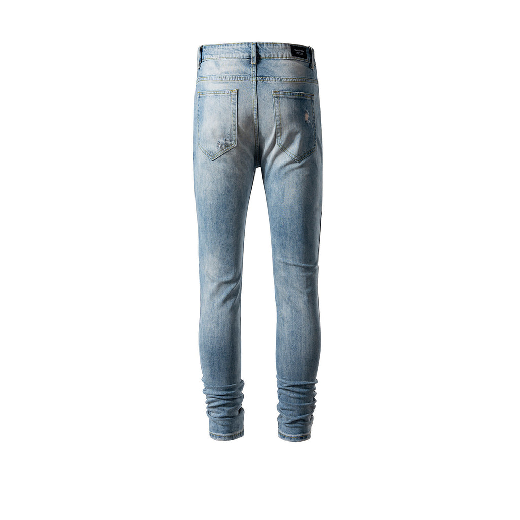 Men's Women's Spring And Summer Urban Washing Water Old Tear-ripped Trousers Men's And Women's Same Slim-fit Jeans Trendy