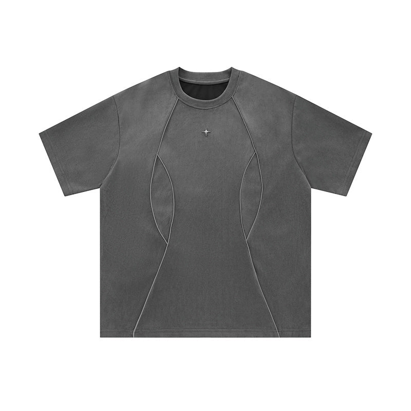 American Retro Reflective Design Streetwear T Shirts Oversize Loose Short Sleeve Cotton Tee Casual O Neck