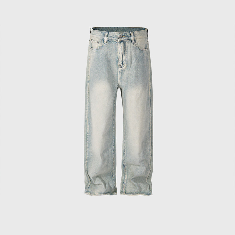 Men's Wear Women's High Street Trousers Men's And Women's Same-style White Wash Water-made Old Straight Slim-fit Multi-size Blue Jeans