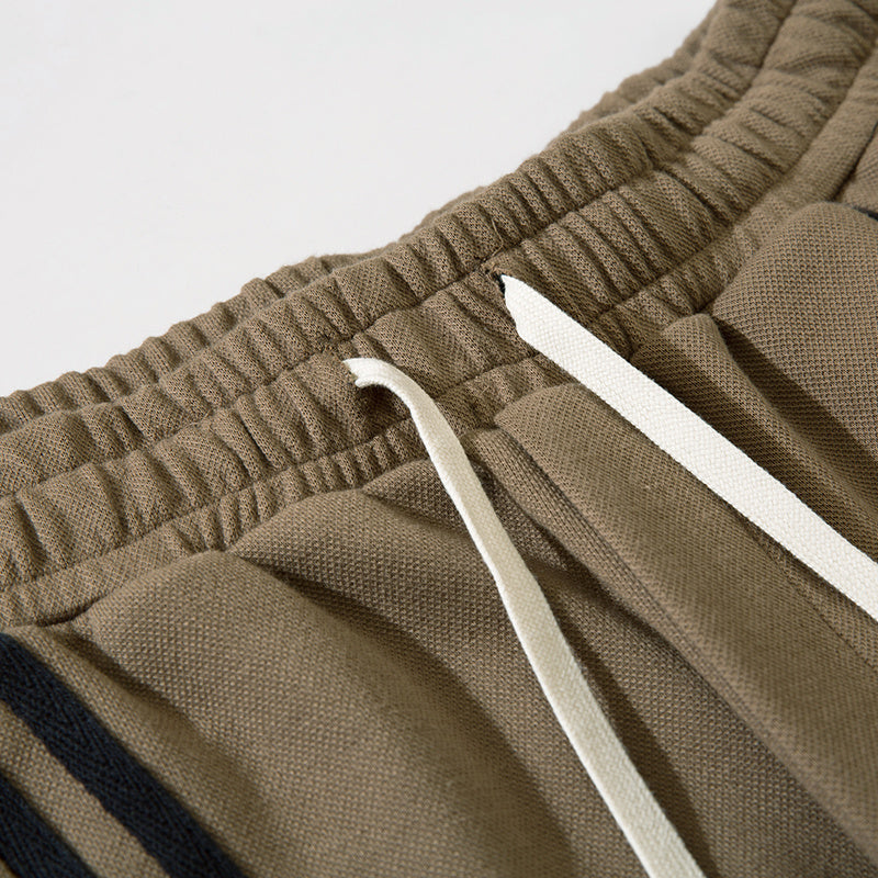 Cross Print Pants Contrast Paneled Drawstring Elastic Waist Loose Wide Leg Trousers Front Pocket Comfortable Fall