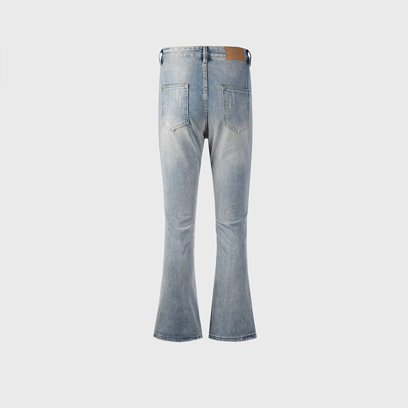 Women's Clothing Men's Urban Washed Old Pants Unisex Two-Tone Micro-Lara White High Street Trendy Jeans