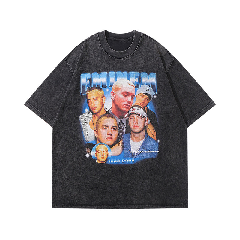 Streetwear T Shirts Retro Washed Oversize Tee Short Sleeve Casual Cotton Crew Neck Summer Trendy