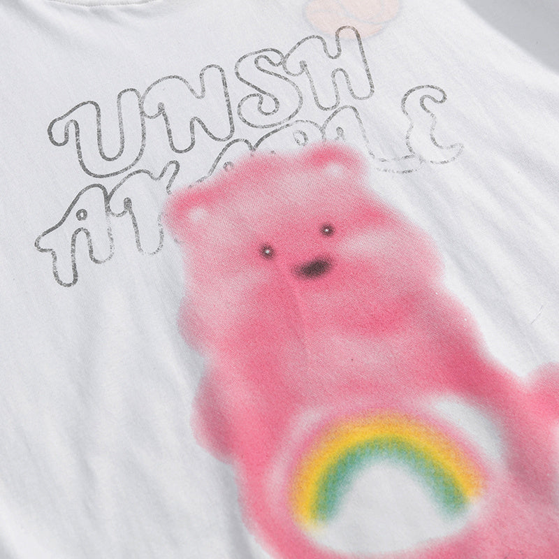 Funny Bear Pattern Streetwear T Shirts Fashion Tee O Neck Oversize Summer Cotton High Quality Short Sleeve Casual