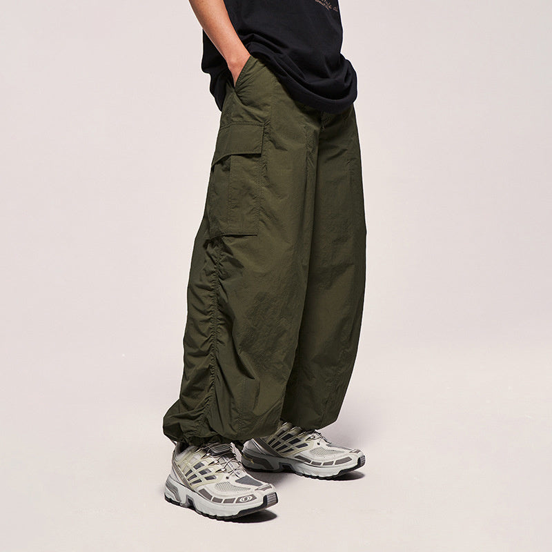 Fine Pattern Loose Workwear Wide Leg Pants Autumn And Winter New Fashion Brand Three-Dimensional Pocket Trouser Pants For Men