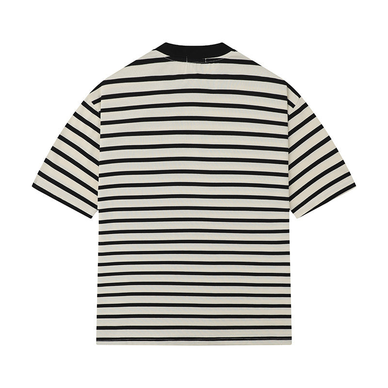 O Neck Striped Streetwear Oversize T Shirts Short Sleeve Casual Summer Cotton Simple Design Hip Hop Tee Loose