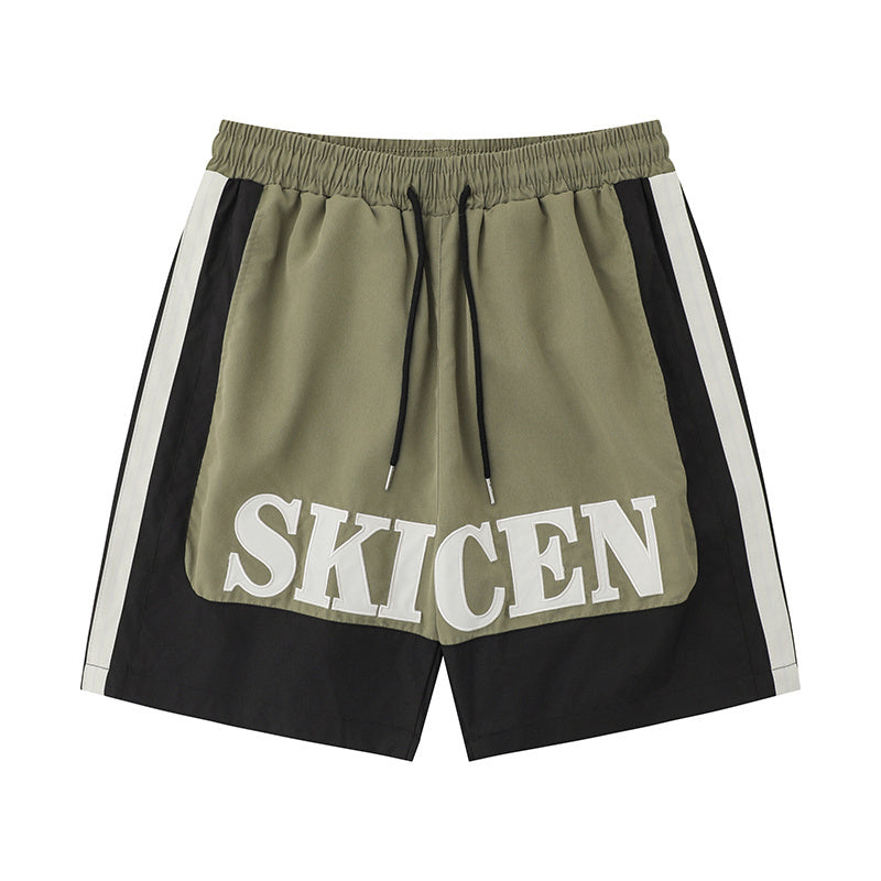 Streetwear Color Contrast Drawstring Boardshorts Breathable Beach Shorts Fitness Sports Style Pants Letter Embroidery