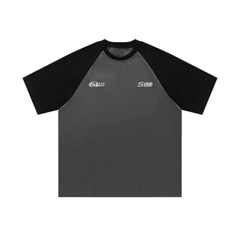Streetwear Oversize T Shirts Simple Design Hip Hop Casual O Neck Raglan Sleeve Color Contrast Tee Loose Short Sleeve