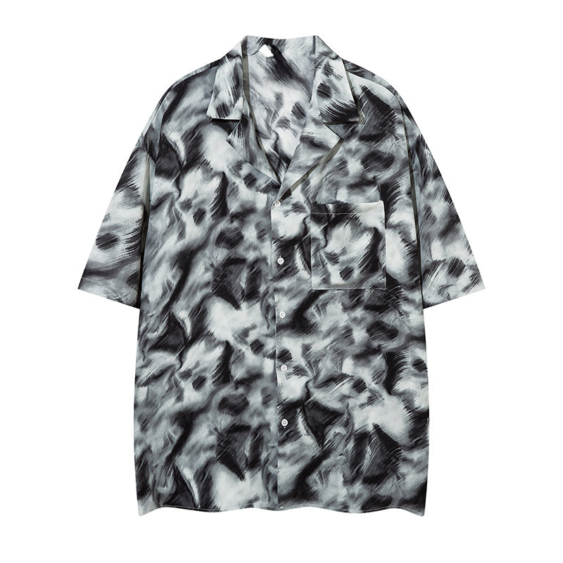 Vintage Streetwear Abstract Print Shirts Casual Summer Tops Outwear Short Sleeve Comfortable Fashion