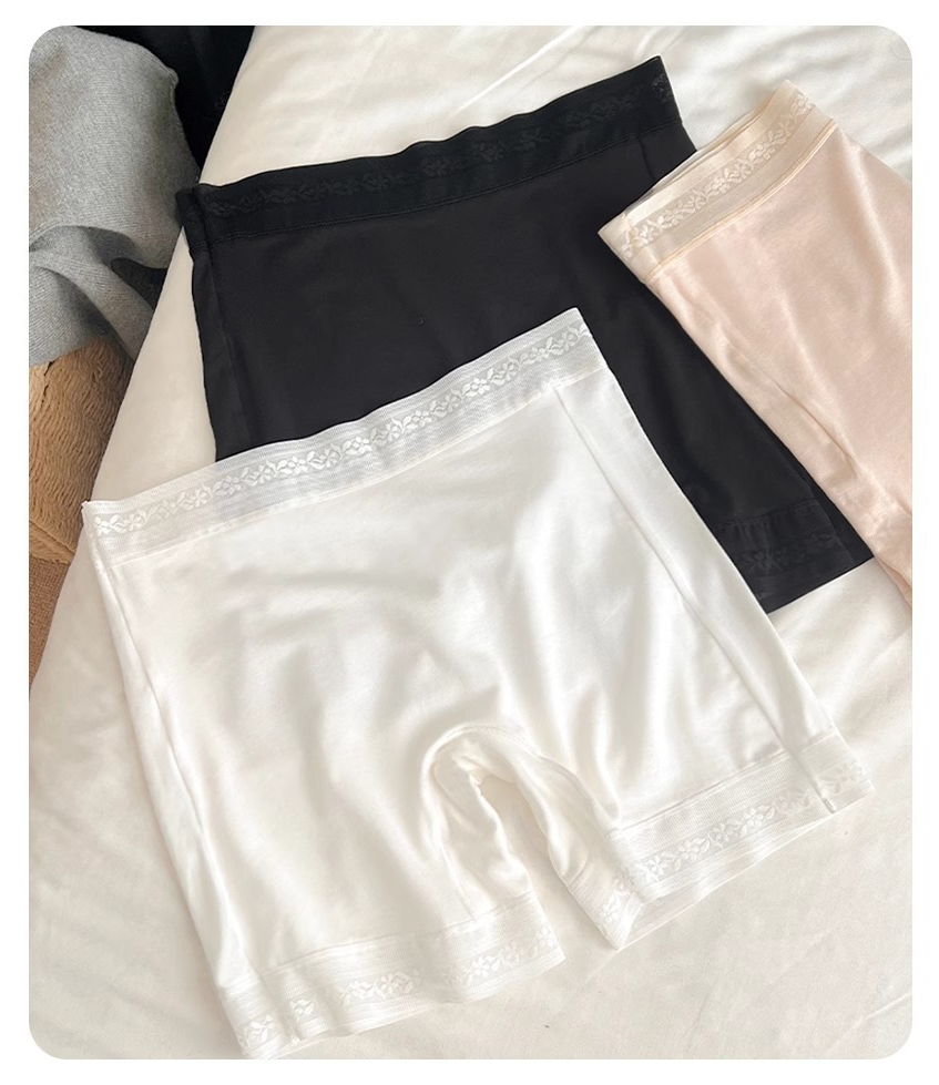 Safety Pants Women's Traceless Anti-running Ice Silk 3D Three-dimensional Mid-waist Boxers