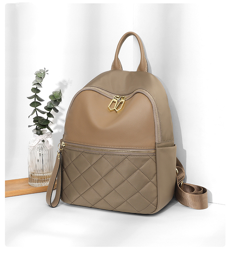 Diamond Pattern Leather Backpack - Large Capacity Cowhide Bag Spring 2025