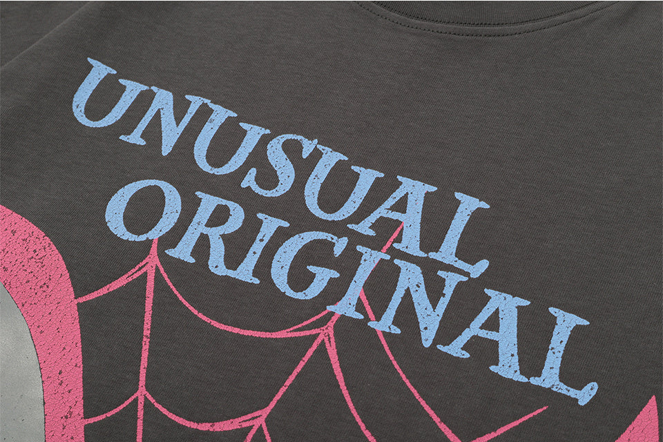 Spider Web Print T Shirt Oversize Tees Fashion Casual Top Short Sleeve Streetwear Pure Cotton Loose Summer