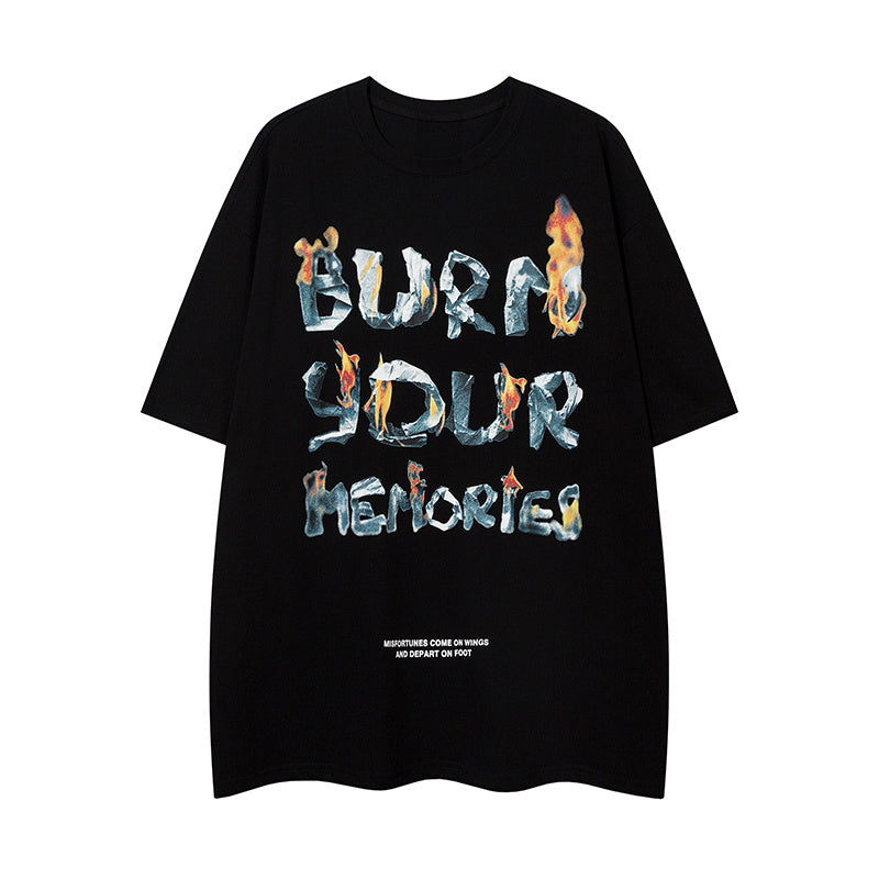 Special Letter Print T Shirts Fashion Streetwear Tee Casual Oversize Crew Neck Summer Cotton High Quality Short Sleeve