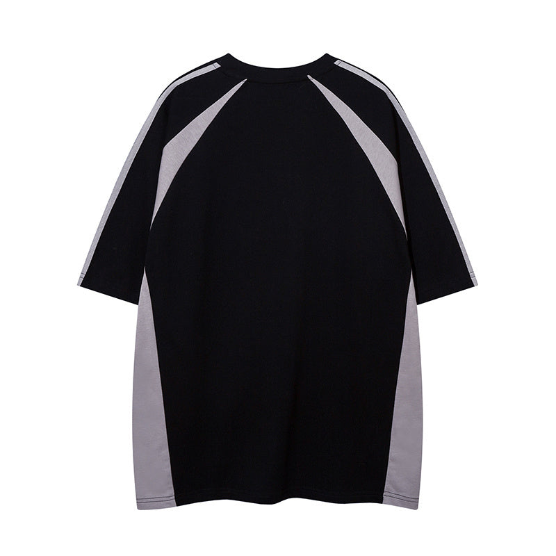 Raglan Sleeve Color Contrast Streetwear T Shirts Sports Style Casual O Neck Tee Loose Short Sleeve Summer Trendy