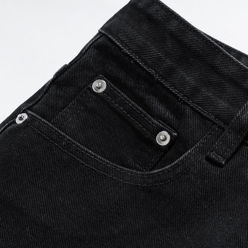 Women's Clothing Men's Spring And Summer Urban Washed Straight Pants Unisex Black Slim-Fit Ask Style Jeans