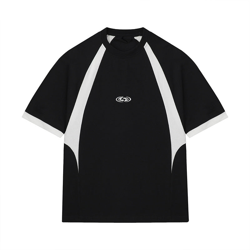 Streetwear Oversize T Shirts Raglan Sleeve Color Contrast Simple Design Hip Hop Casual Round Neck Tee Loose Short Sleeve