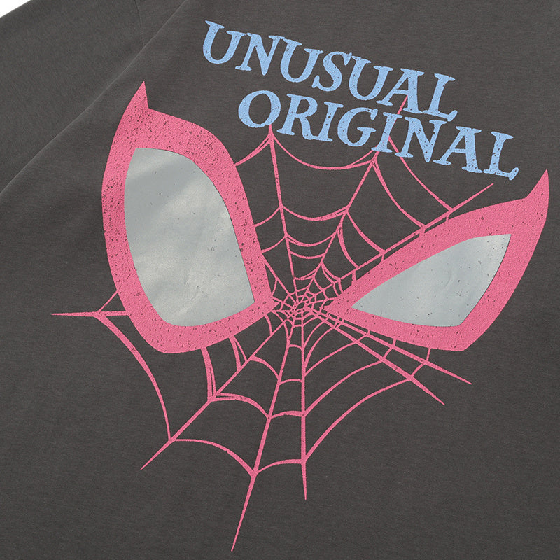 Spider Web Print T Shirt Oversize Tees Fashion Casual Top Short Sleeve Streetwear Pure Cotton Loose Summer