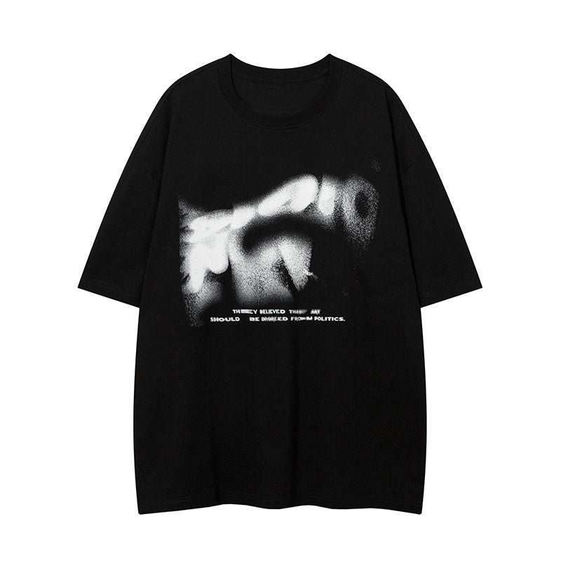 Abstract Pattern Print Streetwear T Shirt Short Sleeve Round Neck Summer Cotton Loose Casual Trendy Tee Simple