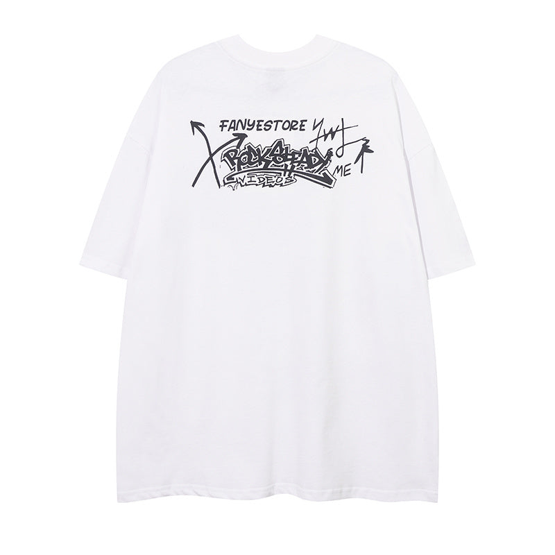 Cartoon Pattern Cotton Crew Neck Fashion Streetwear Tee Casual Oversize High Quality Simple Short Sleeve Summer