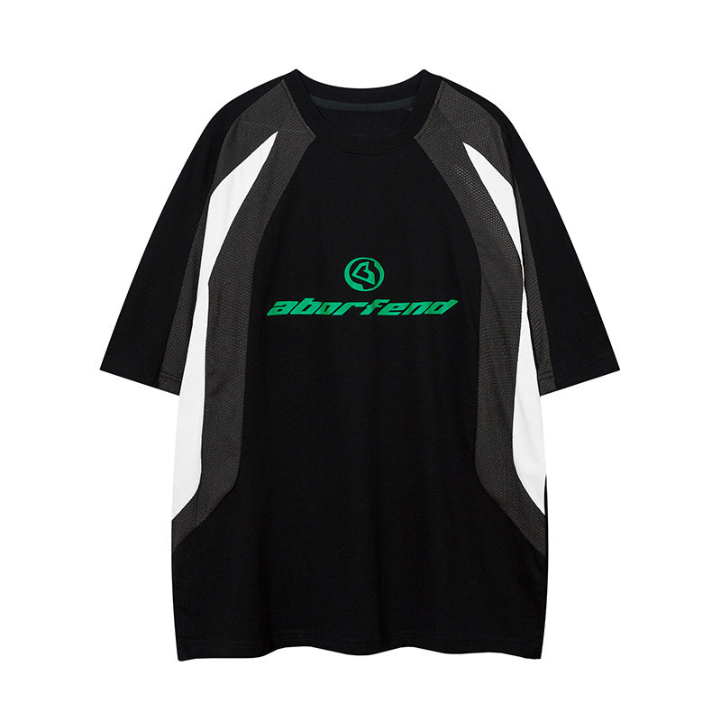 Raglan Sleeve Streetwear T Shirts Color Contrast Casual O Neck Tee Oversize Short Sleeve Summer Fashion