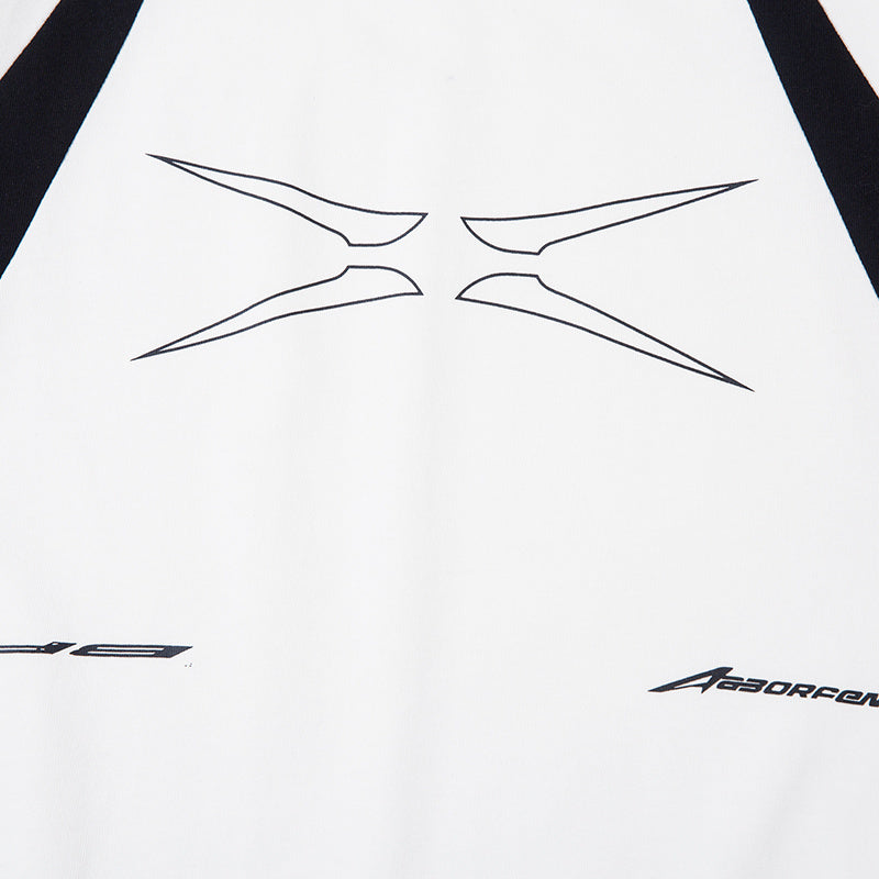 Raglan Sleeve Streetwear T Shirts Color Contrast Casual O Neck Tee Oversize Short Sleeve Summer Fashion Biker Style